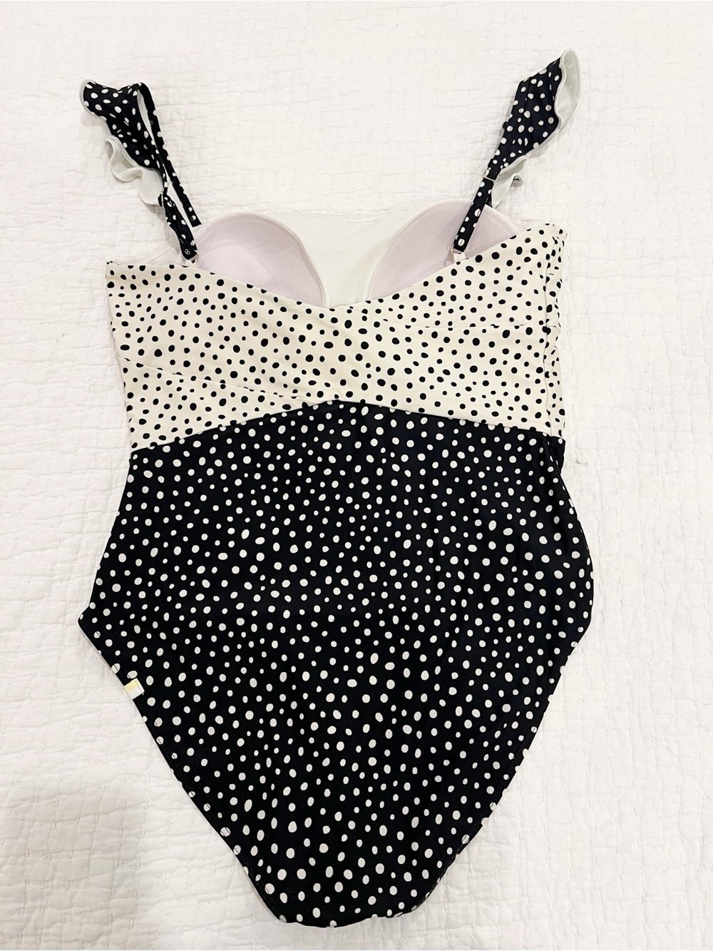 Summersalt One Piece Swimsuit Size 12 Ruffle Oasis On The Dot Polka Black Cream - Picture 4 of 16